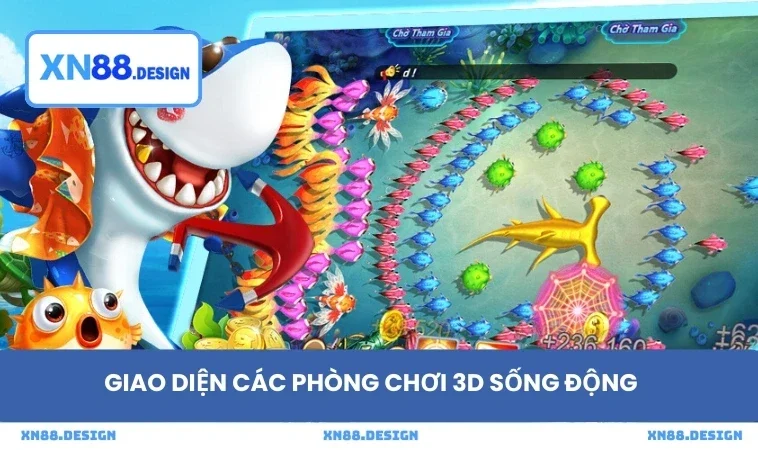 Giao diện các phòng chơi 3D sống động